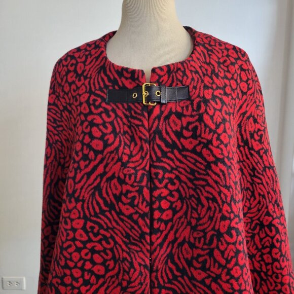 FOCUS 2000 Red/Black Women’s Fall Animal Print Poncho (Size: S/M) - Picture 16 of 16
